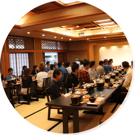 <p>社内行事で<br>チームビルディング！</p>